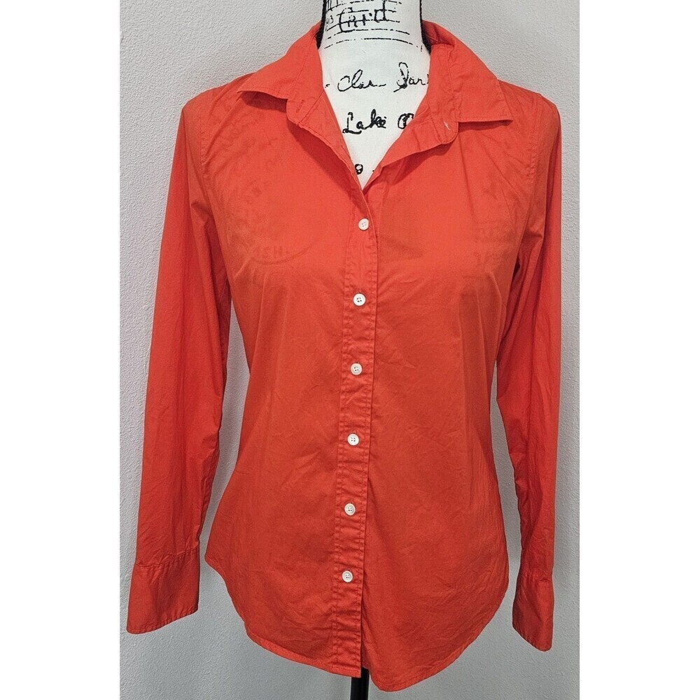 Woman J. Crew Haberdashery Refined Stretch Button Cotton Blend Shirt XS Orange